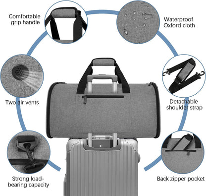 Garment Bags for Travel,50L Carry on Convertible Garment Duffle bag with Shoulder Strap,3 in 1 Hanging Suit Travel Bag with Shoulder Strap