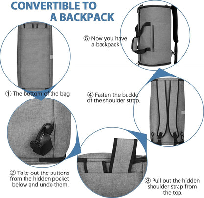 Garment Bags for Travel,50L Carry on Convertible Garment Duffle bag with Shoulder Strap,3 in 1 Hanging Suit Travel Bag with Shoulder Strap