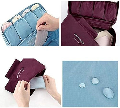 Multi-Functional Women Toiletry Inner Wear Storage Bag | Bra Underwear Pouch | Travel Organizer Bag for Women & Girls (Multi Color)