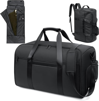 Garment Duffle Bags for Travel, 4 in 1 Convertible Garment Bags with Separated Suit Bag Shoe Compartment, Waterproof Carry On Luggage Bag Backpack for Short Trip, Weekender Bag for Men Women