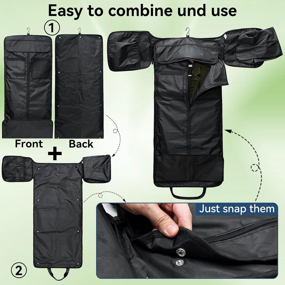 Garment Duffle Bags for Travel, 4 in 1 Convertible Garment Bags with Separated Suit Bag Shoe Compartment, Waterproof Carry On Luggage Bag Backpack for Short Trip, Weekender Bag for Men Women
