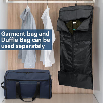 Garment Duffle Bags for Travel, 4 in 1 Convertible Garment Bags with Separated Suit Bag Shoe Compartment, Waterproof Carry On Luggage Bag Backpack for Short Trip, Weekender Bag for Men Women
