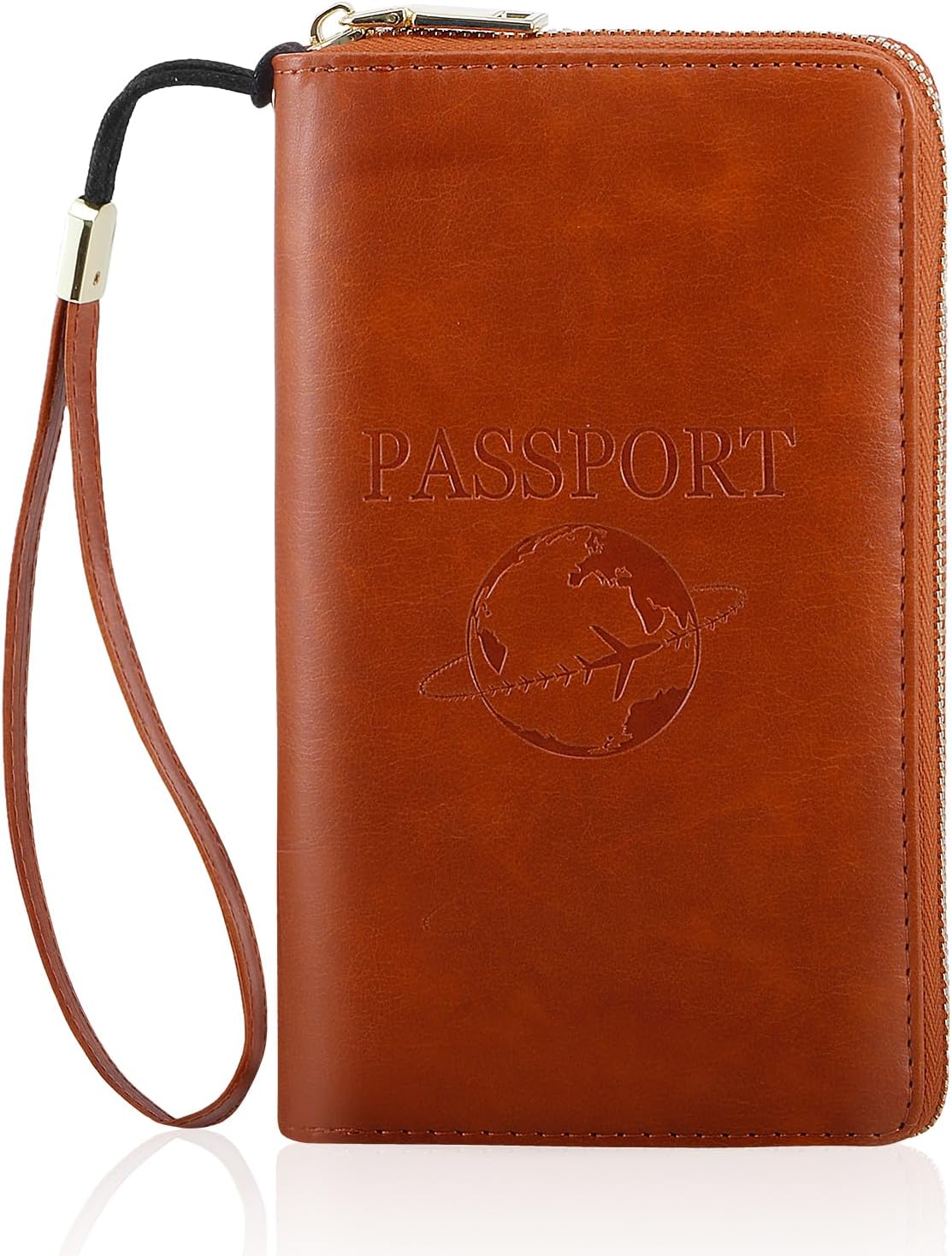 Passport Holder Wallet Lightweight Travel Wallet Zipped Credit Cards Case Holder with Detachable Wrist Strap for Women and Men