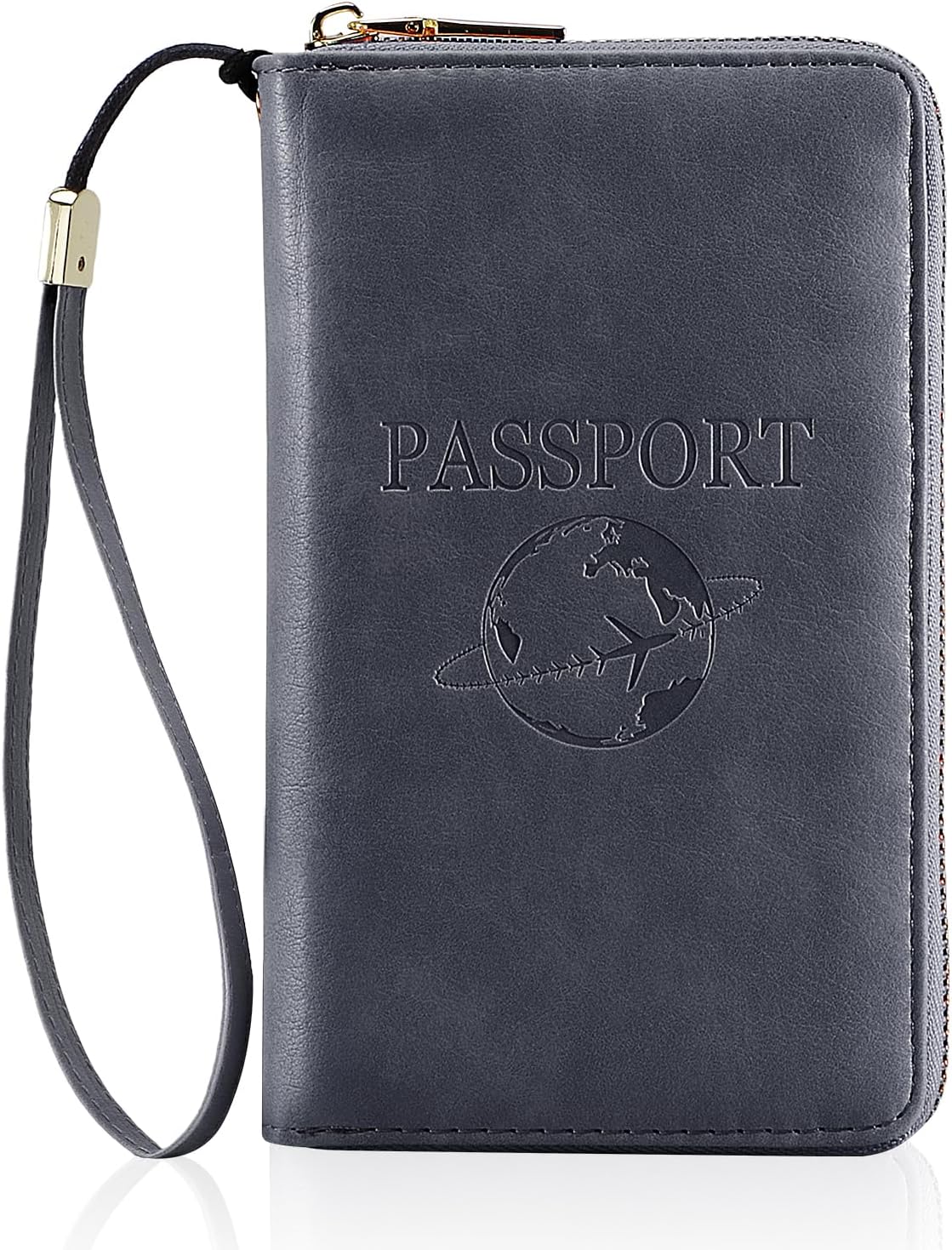 Passport Holder Wallet Lightweight Travel Wallet Zipped Credit Cards Case Holder with Detachable Wrist Strap for Women and Men