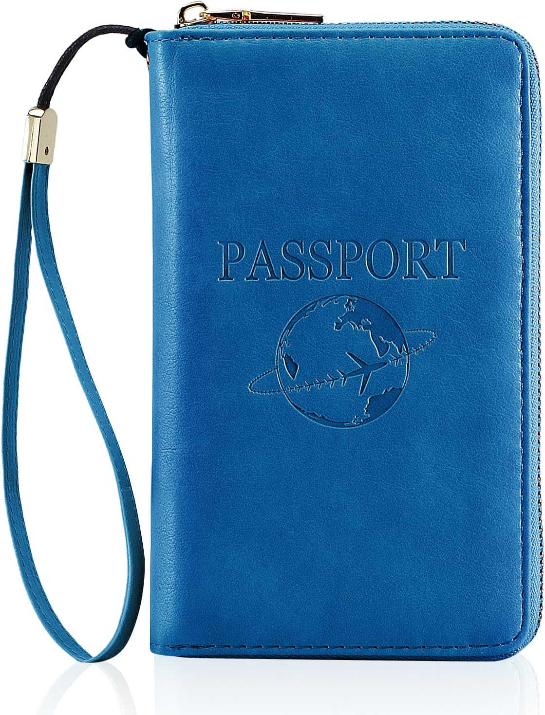 Passport Holder Wallet Lightweight Travel Wallet Zipped Credit Cards Case Holder with Detachable Wrist Strap for Women and Men