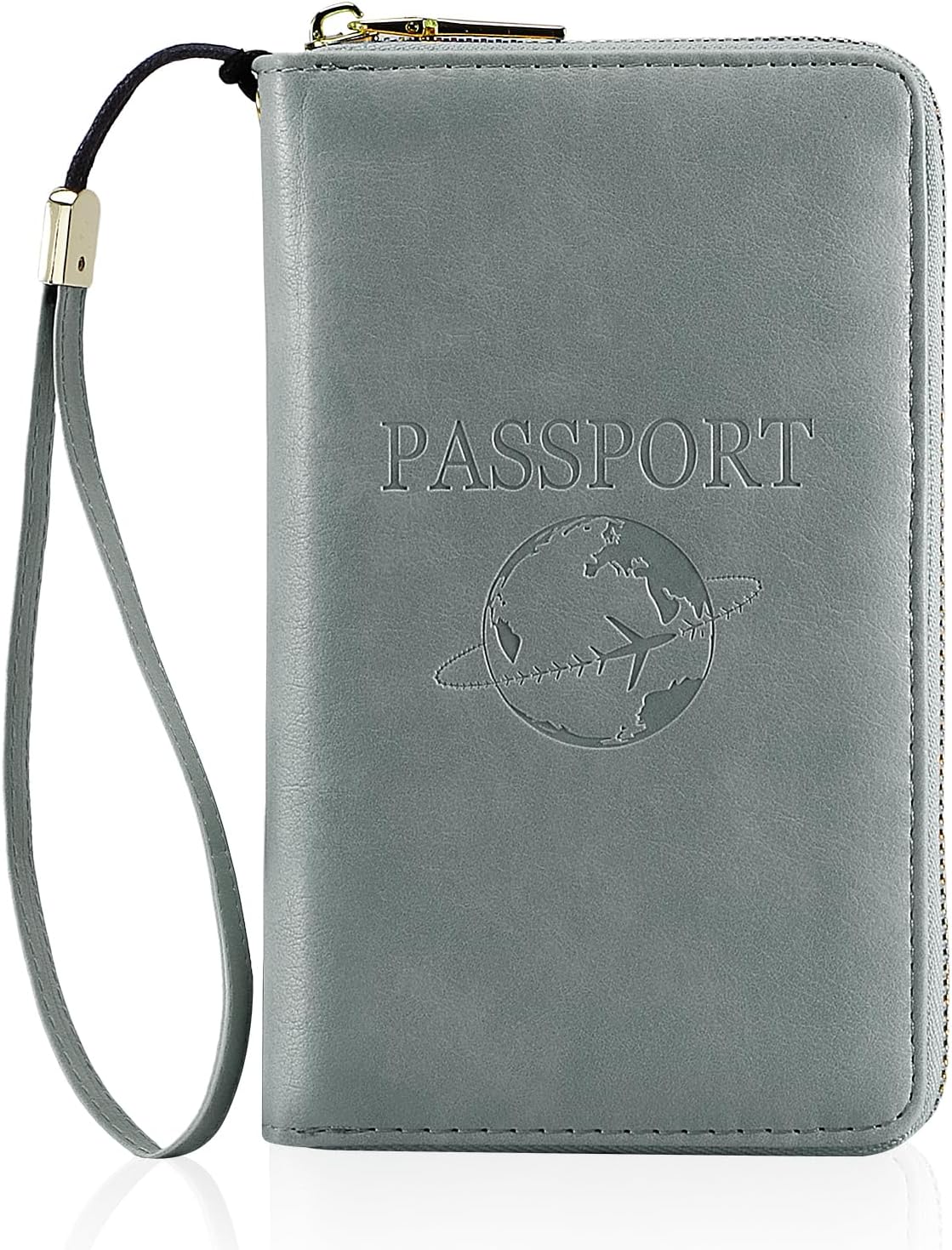 Passport Holder Wallet Lightweight Travel Wallet Zipped Credit Cards Case Holder with Detachable Wrist Strap for Women and Men