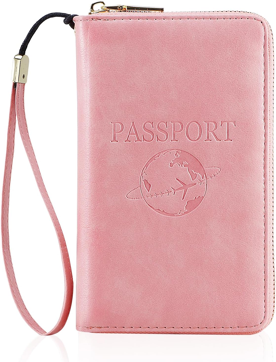 Passport Holder Wallet Lightweight Travel Wallet Zipped Credit Cards Case Holder with Detachable Wrist Strap for Women and Men