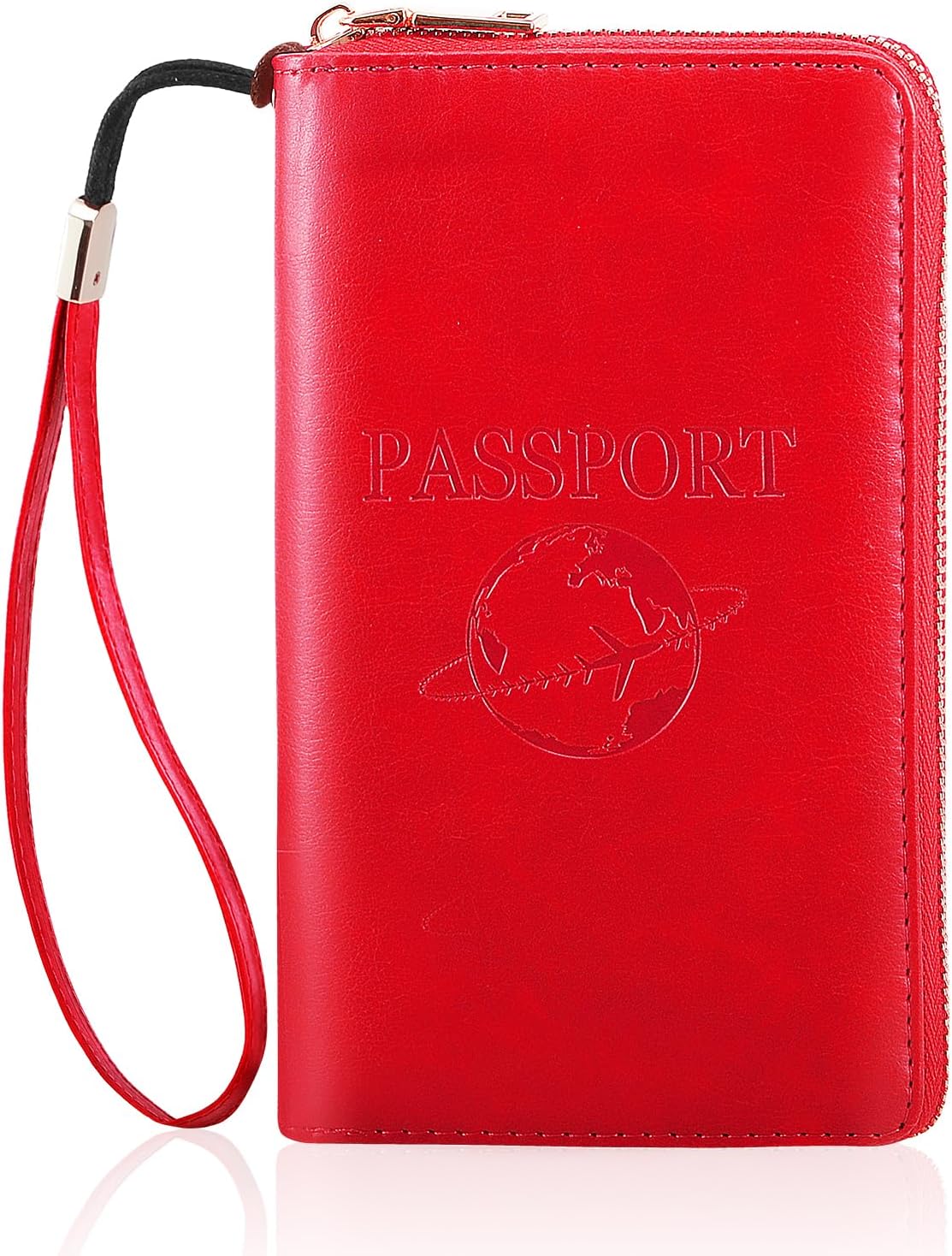 Passport Holder Wallet Lightweight Travel Wallet Zipped Credit Cards Case Holder with Detachable Wrist Strap for Women and Men