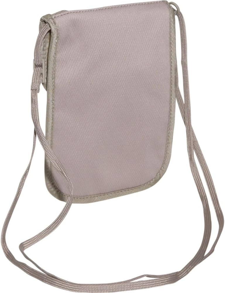 RFID Blocker Neck Wallet - Durable and Lightweight Travel Passport and Valuables Organizer with Hook and Loop Closure and Adjustable Neck Strap, Tan