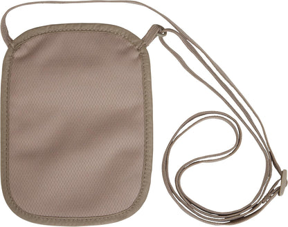 RFID Blocker Neck Wallet - Durable and Lightweight Travel Passport and Valuables Organizer with Hook and Loop Closure and Adjustable Neck Strap, Tan