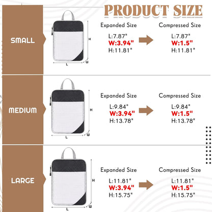 9 Set Compression Packing Cubes for Travel, Luggage Suitcase Organizer Bags with Breathable Mesh Panel for Space Saving Carry on(Beige, Black, Gray)