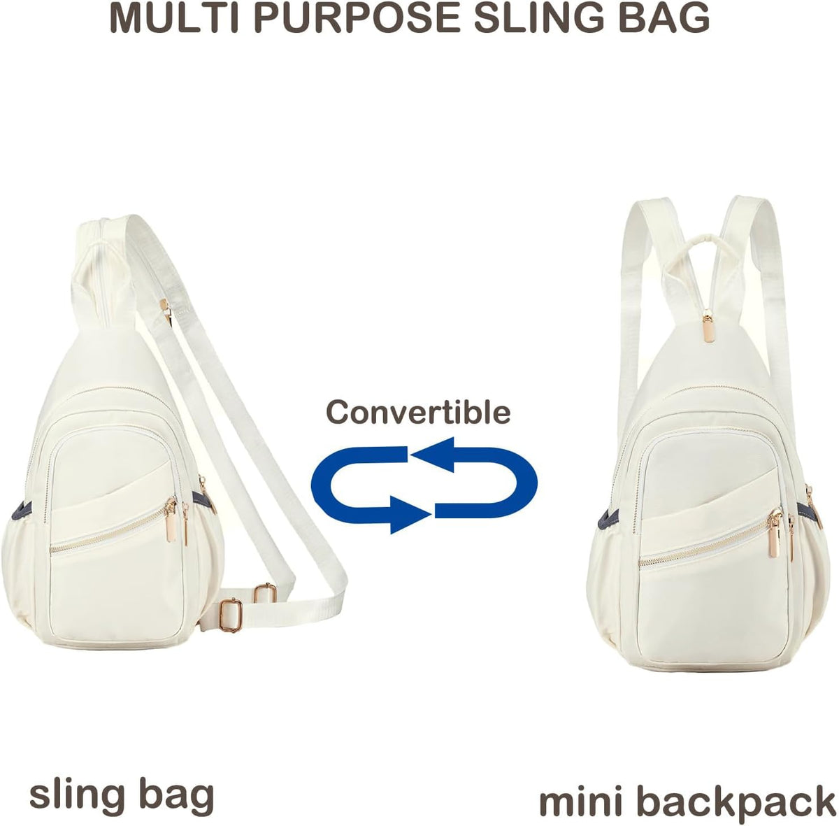 Small Crossbody Bag Convertible Mini Backpack for Women, Cross Body Sling Bag Sling Backpack for Travel Daypack