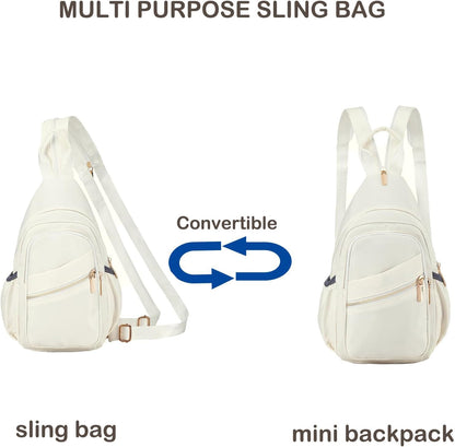 Small Crossbody Bag Convertible Mini Backpack for Women, Cross Body Sling Bag Sling Backpack for Travel Daypack