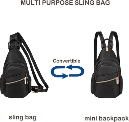 Small Crossbody Bag Convertible Mini Backpack for Women, Cross Body Sling Bag Sling Backpack for Travel Daypack