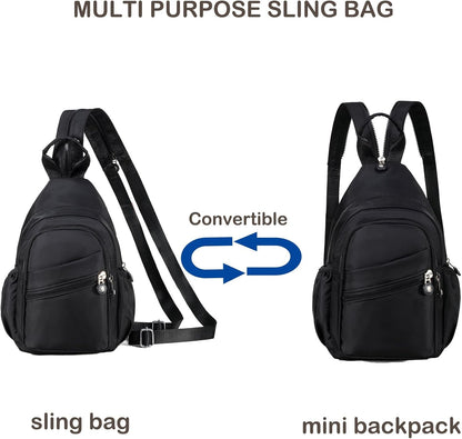 Small Crossbody Bag Convertible Mini Backpack for Women, Cross Body Sling Bag Sling Backpack for Travel Daypack