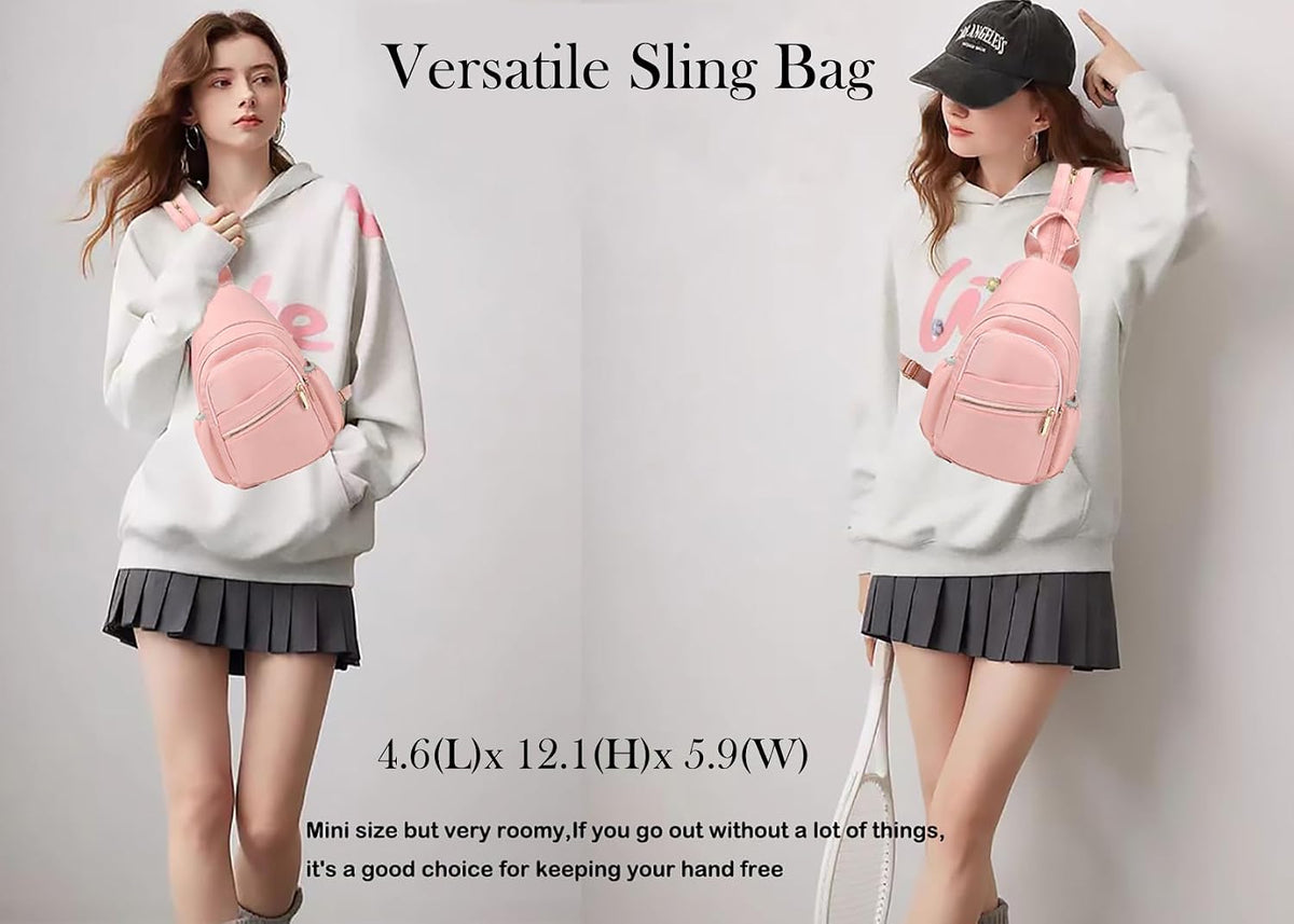 Small Crossbody Bag Convertible Mini Backpack for Women, Cross Body Sling Bag Sling Backpack for Travel Daypack