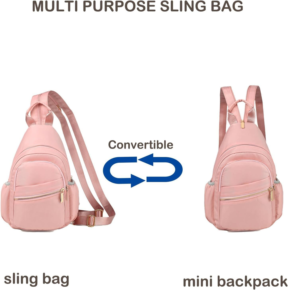 Small Crossbody Bag Convertible Mini Backpack for Women, Cross Body Sling Bag Sling Backpack for Travel Daypack