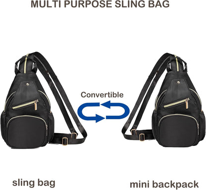 Small Crossbody Bag Convertible Mini Backpack for Women, Cross Body Sling Bag Sling Backpack for Travel Daypack