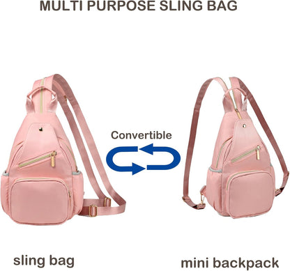 Small Crossbody Bag Convertible Mini Backpack for Women, Cross Body Sling Bag Sling Backpack for Travel Daypack