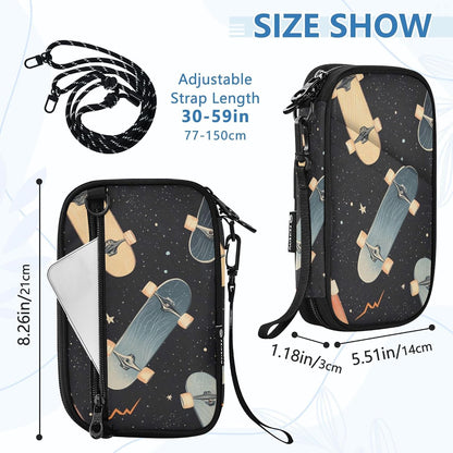 Galaxy Star Skateboard Passport Holder RFID Blocking Wallet | Family Passport Book Wallet, Waterproof Travel Document Organizer Clutch Bag Credit Cards Case Cover for Women Men