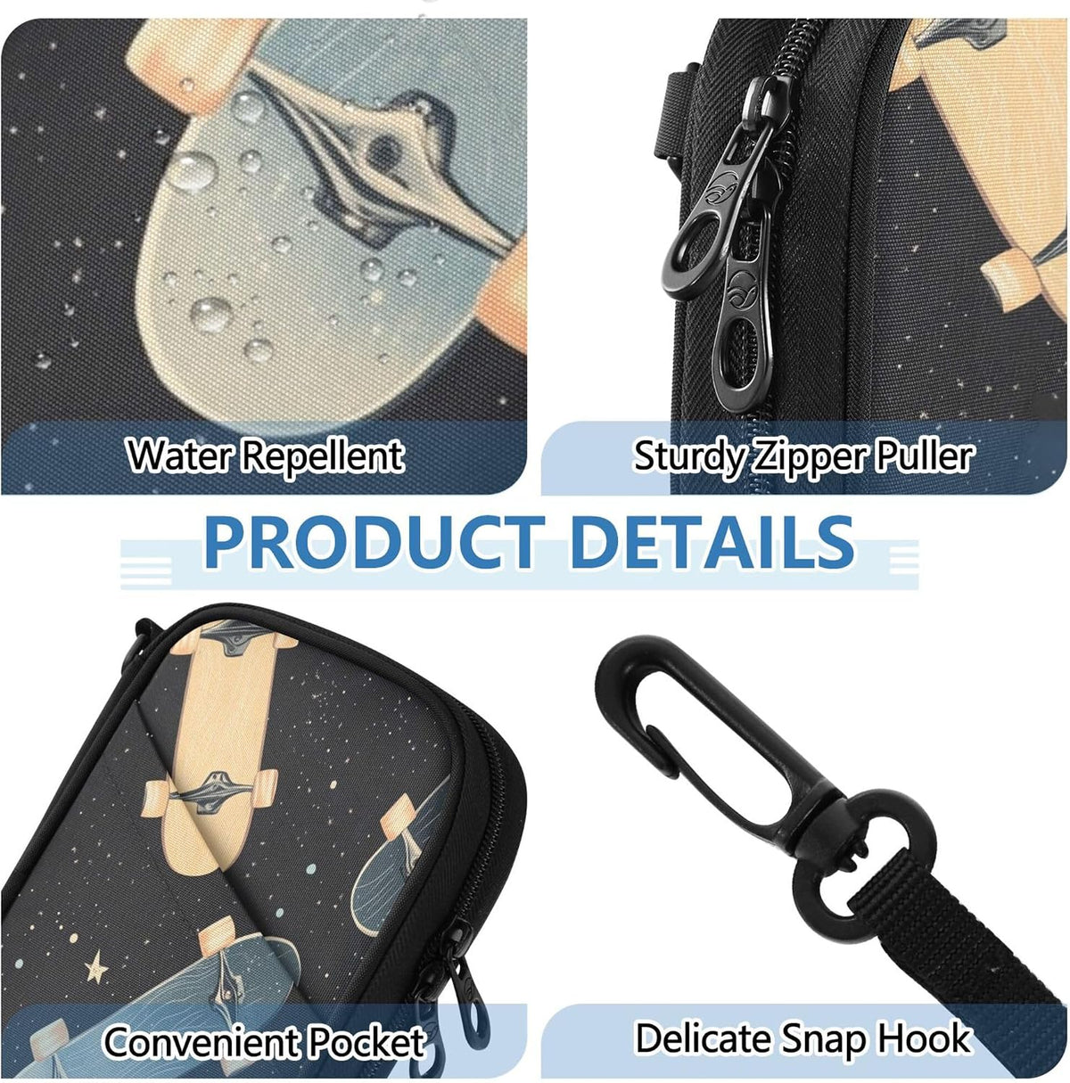 Galaxy Star Skateboard Passport Holder RFID Blocking Wallet | Family Passport Book Wallet, Waterproof Travel Document Organizer Clutch Bag Credit Cards Case Cover for Women Men