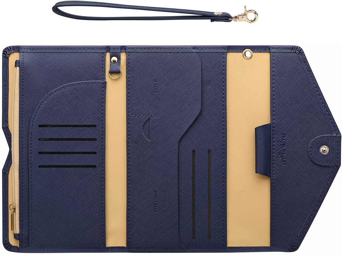 Passport Holder Women Travel Wallet (Ver.5) for Women Rfid Blocking Passport Cover Case Document Organizer Wrist Strap