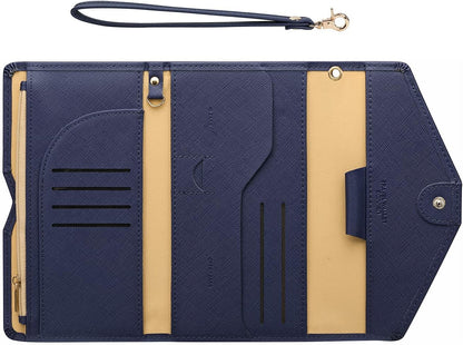 Passport Holder Women Travel Wallet (Ver.5) for Women Rfid Blocking Passport Cover Case Document Organizer Wrist Strap