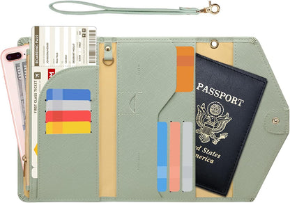 Passport Holder Women Travel Wallet (Ver.5) for Women Rfid Blocking Passport Cover Case Document Organizer Wrist Strap