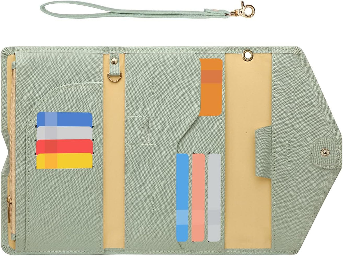 Passport Holder Women Travel Wallet (Ver.5) for Women Rfid Blocking Passport Cover Case Document Organizer Wrist Strap