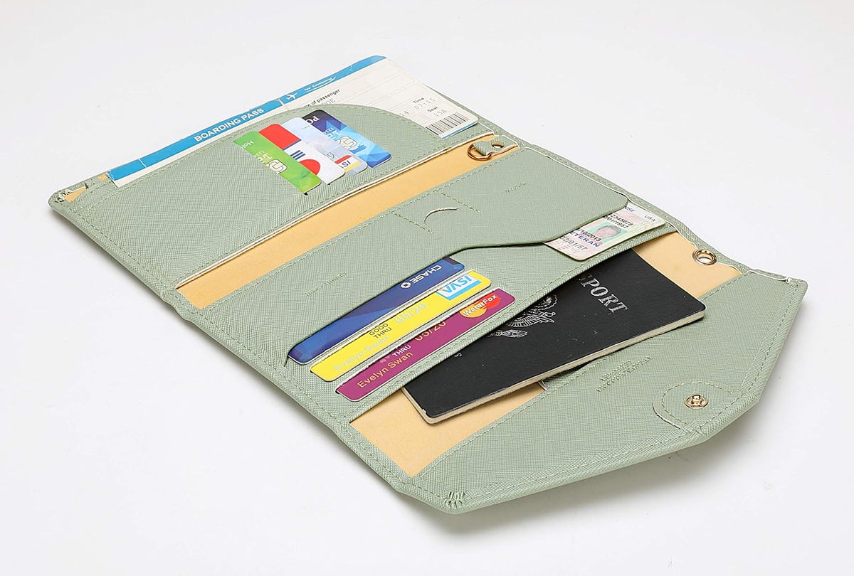 Passport Holder Women Travel Wallet (Ver.5) for Women Rfid Blocking Passport Cover Case Document Organizer Wrist Strap