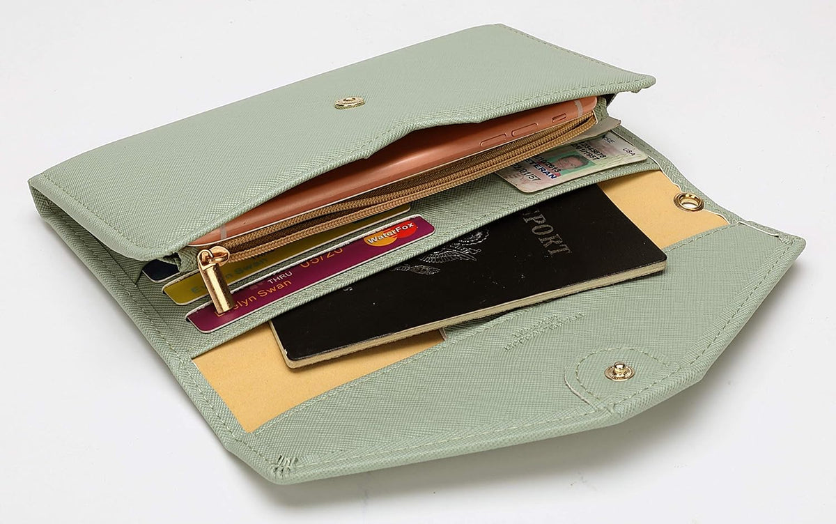 Passport Holder Women Travel Wallet (Ver.5) for Women Rfid Blocking Passport Cover Case Document Organizer Wrist Strap