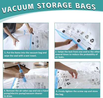 12-Piece Travel Vacuum Storage Bags—Roll-Up Compression Bags to Save Space in Luggage, for Camping, and for Storing Clothing—No Pumping Required, 23.65” X 15.75”