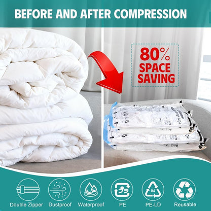 12-Piece Travel Vacuum Storage Bags—Roll-Up Compression Bags to Save Space in Luggage, for Camping, and for Storing Clothing—No Pumping Required, 23.65” X 15.75”