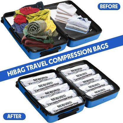 12-Piece Travel Vacuum Storage Bags—Roll-Up Compression Bags to Save Space in Luggage, for Camping, and for Storing Clothing—No Pumping Required, 23.65” X 15.75”