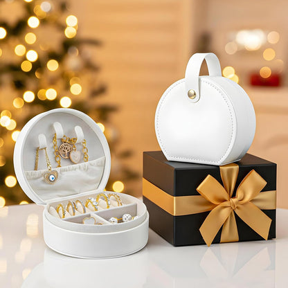 8 Pcs Travel Jewelry Case, Mini Leather Jewelry Organizer Box with Detachable Handle for Women and Teens, White