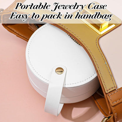 8 Pcs Travel Jewelry Case, Mini Leather Jewelry Organizer Box with Detachable Handle for Women and Teens, White