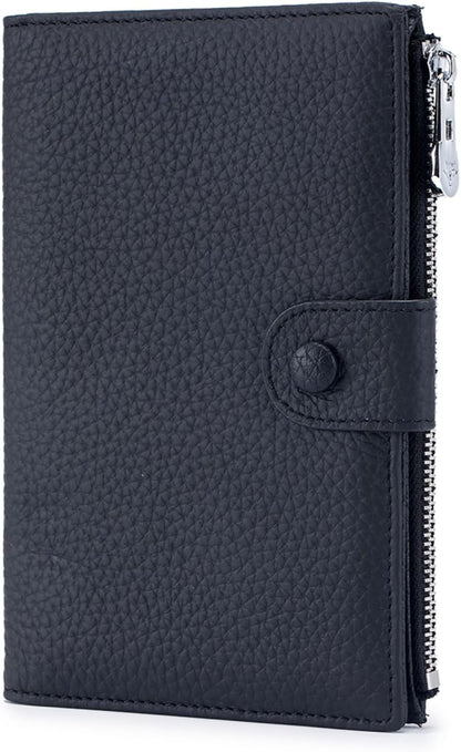 Genuine Leather RFID Blocking Passport Holder Wallet, Multi-Functional Travel Document Organizer with Zipper Pocket, Includes SIM Card Ejector Pin (Pink)