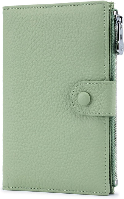 Genuine Leather RFID Blocking Passport Holder Wallet, Multi-Functional Travel Document Organizer with Zipper Pocket, Includes SIM Card Ejector Pin (Pink)