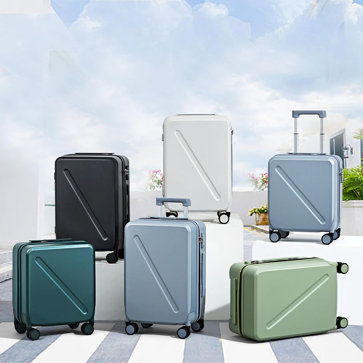 16 Inch Underseat Carry On Luggage With Wheels Underseat Carry On Bag Small Suitcase Personal Item Hard Shell Suitcases Mini TSA Approved Carry On Luggage, Blackish Green