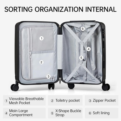 16 Inch Underseat Carry On Luggage With Wheels Underseat Carry On Bag Small Suitcase Personal Item Hard Shell Suitcases Mini TSA Approved Carry On Luggage, Blackish Green