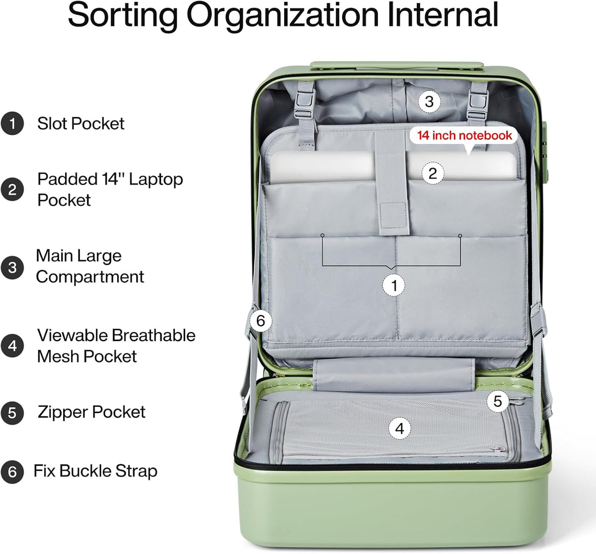 16 Inch Underseat Carry On Luggage With Wheels Underseat Carry On Bag Small Suitcase Personal Item Hard Shell Suitcases Mini TSA Approved Carry On Luggage, Blackish Green