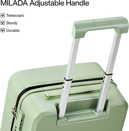 16 Inch Underseat Carry On Luggage With Wheels Underseat Carry On Bag Small Suitcase Personal Item Hard Shell Suitcases Mini TSA Approved Carry On Luggage, Blackish Green