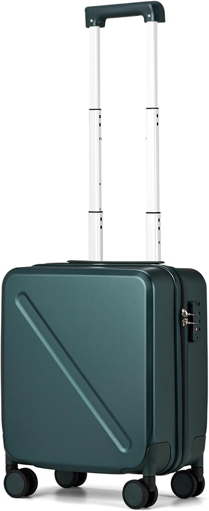 16 Inch Underseat Carry On Luggage With Wheels Underseat Carry On Bag Small Suitcase Personal Item Hard Shell Suitcases Mini TSA Approved Carry On Luggage, Blackish Green