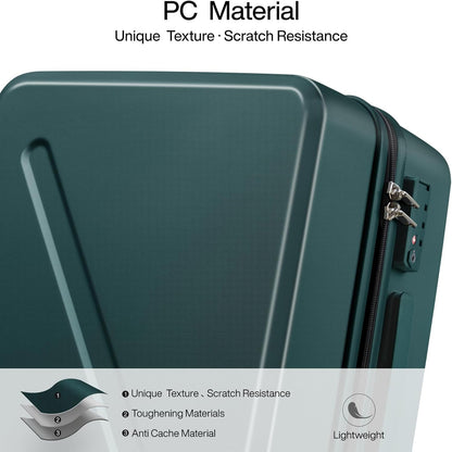 16 Inch Underseat Carry On Luggage With Wheels Underseat Carry On Bag Small Suitcase Personal Item Hard Shell Suitcases Mini TSA Approved Carry On Luggage, Blackish Green