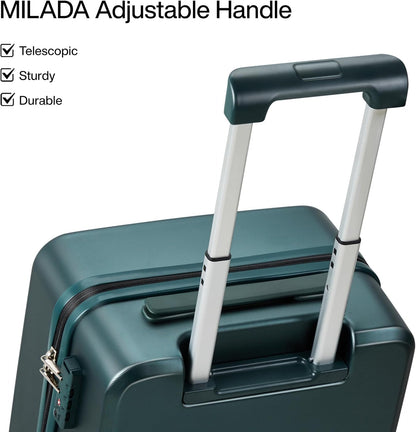 16 Inch Underseat Carry On Luggage With Wheels Underseat Carry On Bag Small Suitcase Personal Item Hard Shell Suitcases Mini TSA Approved Carry On Luggage, Blackish Green