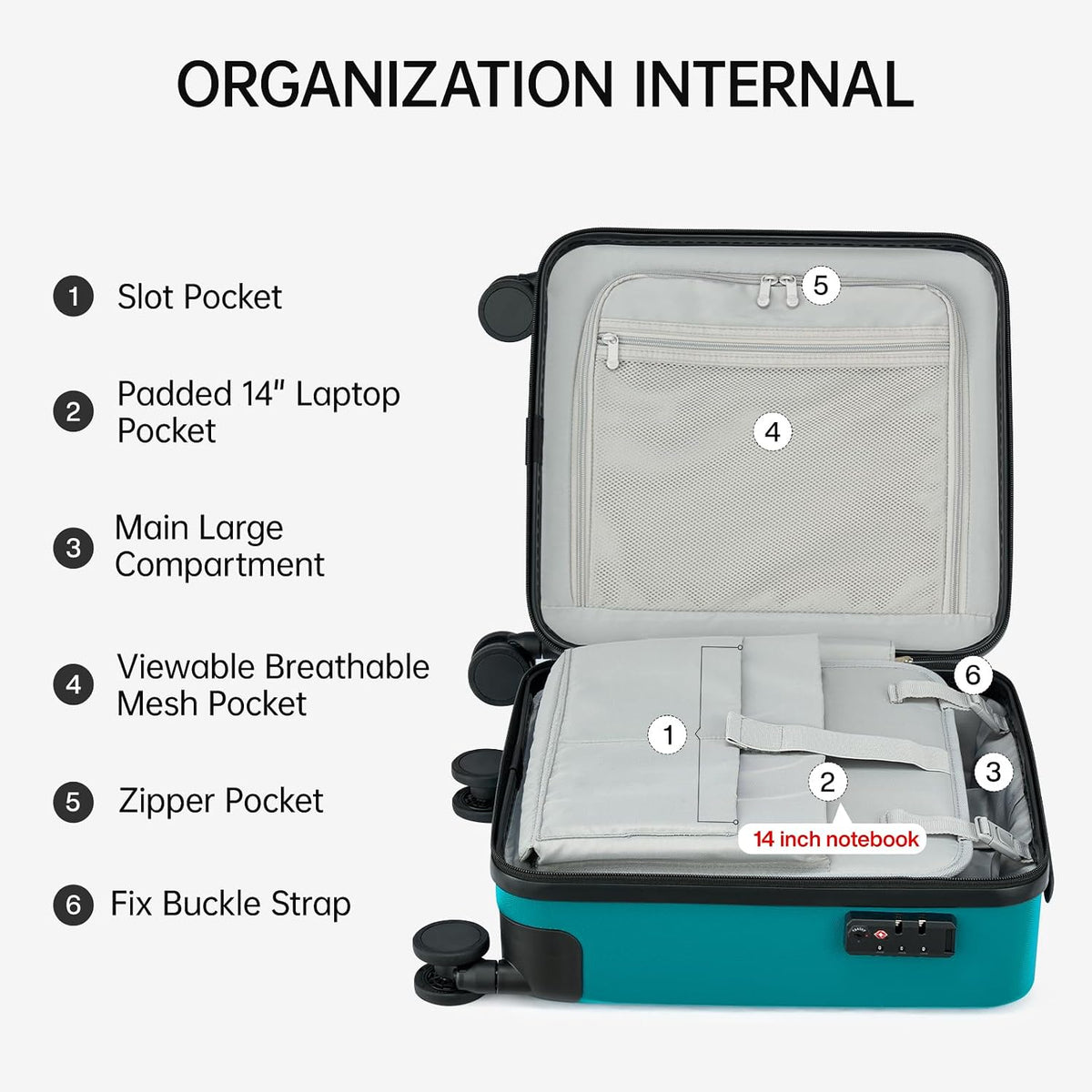 16 Inch Underseat Carry On Luggage With Wheels Underseat Carry On Bag Small Suitcase Personal Item Hard Shell Suitcases Mini TSA Approved Carry On Luggage, Blackish Green