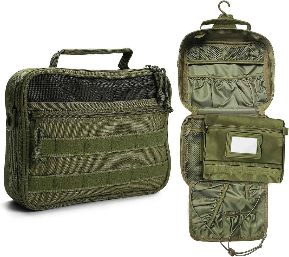 Tactical Travel Toiletry Bag for Men and Women, Hanging Travel Toiletry Organizer Dopp Kit, Toiletries Shaving Hygiene Bathroom Bag,Men's Toiletry Bag for Short Trips Camping - Black