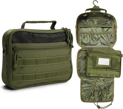 Tactical Travel Toiletry Bag for Men and Women, Hanging Travel Toiletry Organizer Dopp Kit, Toiletries Shaving Hygiene Bathroom Bag,Men's Toiletry Bag for Short Trips Camping - Black