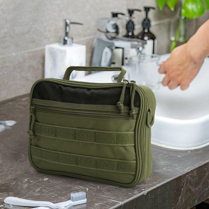 Tactical Travel Toiletry Bag for Men and Women, Hanging Travel Toiletry Organizer Dopp Kit, Toiletries Shaving Hygiene Bathroom Bag,Men's Toiletry Bag for Short Trips Camping - Black