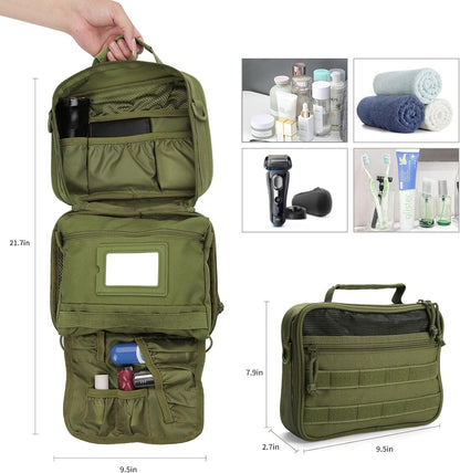 Tactical Travel Toiletry Bag for Men and Women, Hanging Travel Toiletry Organizer Dopp Kit, Toiletries Shaving Hygiene Bathroom Bag,Men's Toiletry Bag for Short Trips Camping - Black